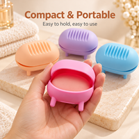 Pembersih Kuas Makeup Silikon Lembut 4 Warna Portabel dengan Tekstur untuk Alat Kosmetik