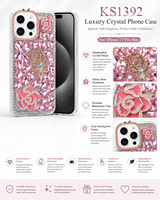 Étui de téléphone portable personnalisé KINGSOUL en TPU+PC+verre, design entièrement serti de diamants, antichoc, pour les séries 14/15 Pro Max/16, décoration scintillante