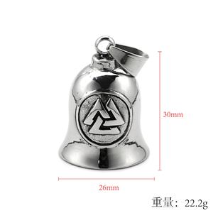 Amuleto de <span class=keywords><strong>Buena</strong></span> <span class=keywords><strong>Suerte</strong></span> para Motociclistas, Regalo para Motociclistas, Gremlin Guardián, Símbolo de Odín, Triángulos Vikingos Nórdicos, Runa, Campana de Acero Inoxidable para Motocicleta - Product Image 1