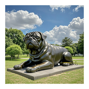 Décor de jardin extérieur grandeur nature Bronze do Sculpture Statues de chien carlin en métal à vendre - Product Image 1
