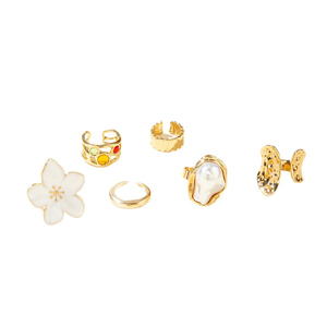 Bague Fleur Luxe Léger Exagéré, Design Personnalisé, Ensemble de Bagues en Alliage pour Femme, Bijoux Tendance, Vente en Gros - Product Image 6