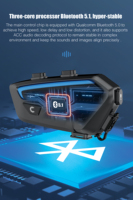 Casque de moto FreedConn FX avec intercom BT sans fil, communication de groupe, casques pour moto