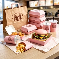Boîte d'emballage alimentaire biodégradable et écologique personnalisée avec logo pour poulet frit, hamburgers et frites, impression offset