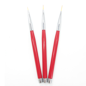 Pinceaux de manucure professionnels OEM 16 cm à manche acrylique rouge, ultra-fins en nylon, pour nail art, liner et peinture, lot de 20, pour salon de beauté - Product Image 1