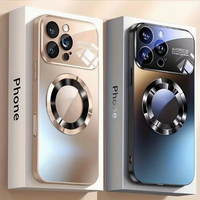 Coque de téléphone magnétique de luxe mate électroplaquée avec protection intégrale de l'objectif anti-rayures pour iPhone 18 Pro Max 17 16 15 14 13