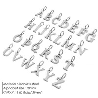 Breloques en acier inoxydable épais avec initiales, lettres en or/argent, pendentif alphabet pour la création de bijoux personnalisés en DIY