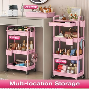 <span class=keywords><strong>Carrito</strong></span> <span class=keywords><strong>Organizador</strong></span> de Maquillaje con Ruedas y Cajón Extraíble, Exhibidor de Cosméticos de 3/4 Niveles, <span class=keywords><strong>Carrito</strong></span> de Almacenamiento Estable para Cuidado de la Piel, para Tocador - Product Image 2