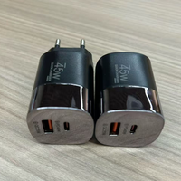 Cargador Adaptador de Alta Calidad con Enchufe Tipo C y USB para Reino Unido, UE y EE. UU., Cargador Portátil de 45W con Enchufe Británico para Teléfono