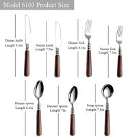 Ensemble de couverts de luxe en acier inoxydable poli miroir avec manche en plastique épais à motif bois, idéal pour les cadeaux