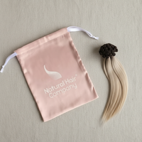 Pochette de luxe rose en satin de soie avec cordon de serrage pour emballage de perruques, sacs anti-poussière pour extensions de cheveux I-Tip et mèches de cheveux naturels