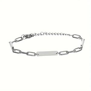 Paslanmaz çelik bayanlar 18K altın zarif kağıt klip bilezik kare hattı ayarlanabilir hediye bilezik severler için noel - Product Image 6