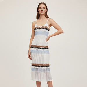 <span class=keywords><strong>Robe</strong></span> pull en tricot midi pour femme en coton mercerisé BCI durable personnalisé, à rayures, en forme de slip - Product Image 1