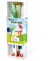 Ensemble d'outils de jardinage pour enfants, 4 pièces, outils de jardinage à long manche avec pelle et râteau à manche en bois pour la plantation en plein air des enfants