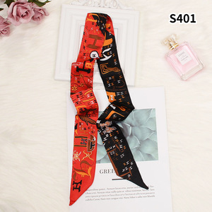 100x5cm European American Women's Printed Imitation Silk Narrow <strong>Scarf</strong> Twill Tie Bag Handle Small Ribbon Bag Hair - Product Image 6