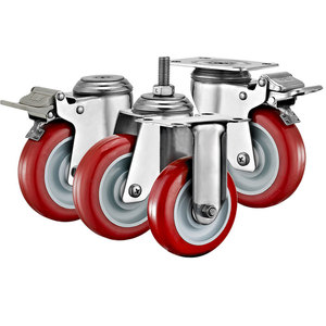 3 ''4'' 5 ''Edelstahl Hochwertige PU-Lenkräder SUS 304 Handwagen Industrielle Außen räder Rollen - Product Image 1