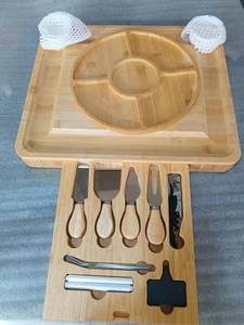 Juego de Tablas de Queso de Bambú Ecológicas, Bandeja de Charcutería de Lujo con Asa de Goma, Kit de Cubiertos, Apto para Lavavajillas, Popular para Bodas - Product Image 5