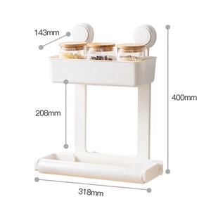キッチンウォールマウントスパイスラックオーガナイザー棚ロールホルダー付き環境にやさしい材料プラスチックスパイスの保管 - Product Image 2