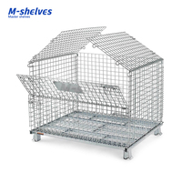 Conteneur en treillis métallique galvanisé pliable de haute qualité 500 kg 600 kg, cage de stockage métallique, chariot à roulettes avec roues