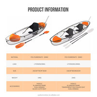 Spatium 2025 Nouveau Design 2 Personnes Pc Crystal Transparent Canoe/kayak Clear Rowing Boats à vendre