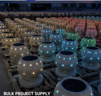 Boule de pierre réfléchissante solaire lumineuse, barrière de route, bloqueur de passage, lumières LED clignotantes, montage au sol pour centre commercial, parking