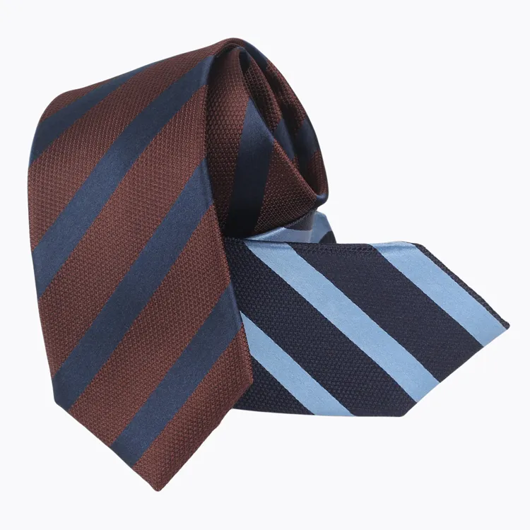 100% Silk Wholesale Brown Stripe Ties High Quality Italian Factory Jacquard Fabric Neckties For Mens Custom Logo Ties