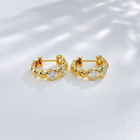 Boucles d'oreilles créoles en or jaune 18 carats avec diamants de laboratoire, boucles d'oreilles à clous tendance avec diamants de laboratoire, bijoux vintage