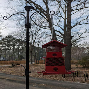 Comedero para pájaros metálico TJ-015 de 1.9 m con inserción al suelo para pájaros pequeños, duradero, para patio exterior, diseño redondo. - Product Image 2