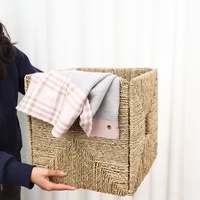 Panier de rangement moderne carré pliable en corde de papier naturel tressé, écologique, pour étagères, décoration et rangement de la maison et du bureau