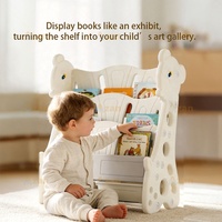 Meubles de chambre d'enfant, étagère à livres et jouets pour tout-petits, bibliothèque à 4 niveaux pour coin lecture des enfants avec bacs de rangement