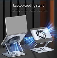 Support d'ordinateur portable réglable à 360 degrés avec port USB, ventilateurs de refroidissement pliables, support pour ordinateur portable en acier au carbone