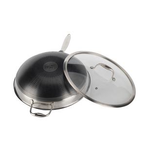 Wok de acero inoxidable de triple capa de 12.5 pulgadas con tapa, apto para inducción, apto para lavavajillas - Product Image 2