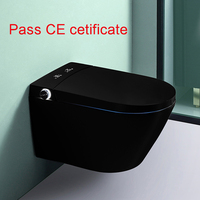 Toilette murale en céramique intelligente européenne noir mat avec réservoir d'eau caché forme de bol allongé télécommande WC sanitaires