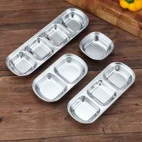 Plateau à sauce/dip rectangulaire en acier inoxydable, design coréen, écologique, avec 1 à 4 compartiments, pour restaurants, fêtes, usage domestique