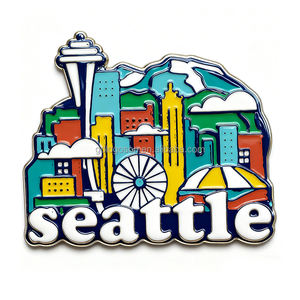 Imán de Refrigerador de Metal con Diseño de Recuerdo Turístico de Seattle, Washington, con Logotipo Personalizable, Placa de Matrícula de la Ciudad de Seattle - Product Image 6