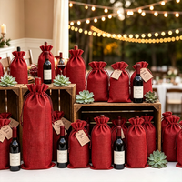 Sacs cadeaux réutilisables en toile de jute avec logo personnalisé 15x35cm, pochettes à cordon en jute pour emballage de mariage, fêtes et événements