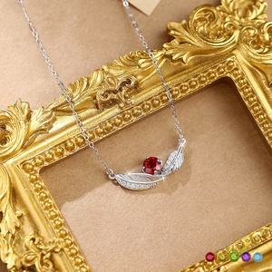 Collier en argent sterling 925 avec 9 plumes et pierres naturelles pour femme, chaîne avec pendentif plume, cadeau - Product Image 2