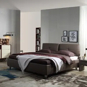 سرير خشبي مقاس كبير YFY هيكل متوسط الطول ذو مظهر منخفض مع مكان تخزين تحت السرير وسرير مزدوج بعجلات