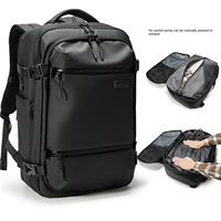 Sac à dos d'ordinateur portable unisexe multifonctionnel pour voyage, en polyester Oxford, capacité 36-55L, avec fermeture éclair et compartiment à air, imperméable