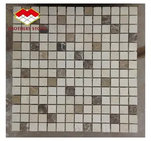 Light Emperador brown marble mix marble mosaic tile for wall and floor decoration