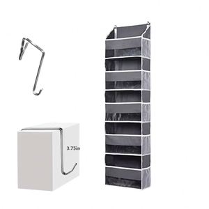 Organisateur de rangement à suspendre sur la porte avec 5 grandes poches, anti-basculement, capacité de charge de 44 lb pour chambre, salle de bain, garde-manger - Product Image 1