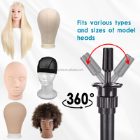AliLeader Grosir Murah Tripod Penyangga Kepala Manekin Wig 360 Derajat Ringan dan Dapat Disesuaikan untuk Pembuatan Wig