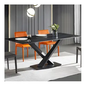 Modern lüks tasarımlar victoria yemek odası mobilyası seti türk 6 kişilik paslanmaz karbon çelik yemek masası ve sandalyeler
