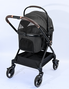 कुत्ते के लिए लिनन भंडारण टोकरी के साथ फोल्डेबल डिचेबल कुत्ते ट्रॉली का निर्माण, हल्के फ्रेंडली चार पहिया 25 किलोग्राम क्षमता - Product Image 1