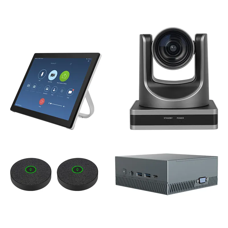 Audio Visual Conference System Kits PTZ 12x Zoom NDI Conference Camera Smart Touch Screen Terminal Desk Phone With Speakerphone