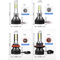Chip COB de 12000 lm H1 H3 H7 H4 con disipador de calor, faro antiniebla LED de 12 V, 6000 K, blanco
