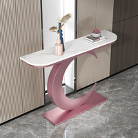 Console murale étroite en métal, style moderne et minimaliste, avec accents dorés, pour couloir, table d'appoint, meuble d'entrée