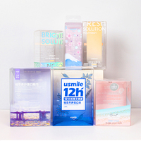 Boîte en plastique PET transparente de haute qualité avec logo personnalisé pour flacon de bain de bouche, emballage transparent, boîte de présentation cosmétique, directement de l'usine