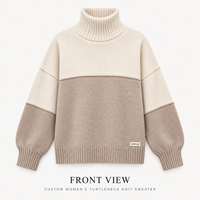 Pull en maille à col roulé pour femme, personnalisé, à blocs de couleur, à manches longues, ample, pour l'automne et l'hiver, à porter au quotidien