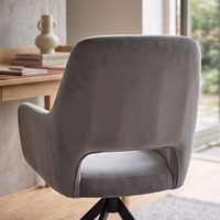 Chaise de salle à manger pivotante en velours avec accoudoirs creux, base en métal noir, chaise d'appoint rotative pour la maison, le bureau, le café, meubles d'intérieur