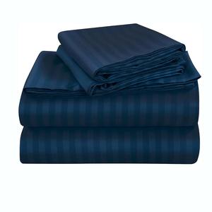 Ensembles de draps de lit à rayures de luxe 1CM linge de lit d'hôtel literie Polyester <span class=keywords><strong>Satin</strong></span> hôtel 4 pièces ensembles de draps de lit - Product Image 4